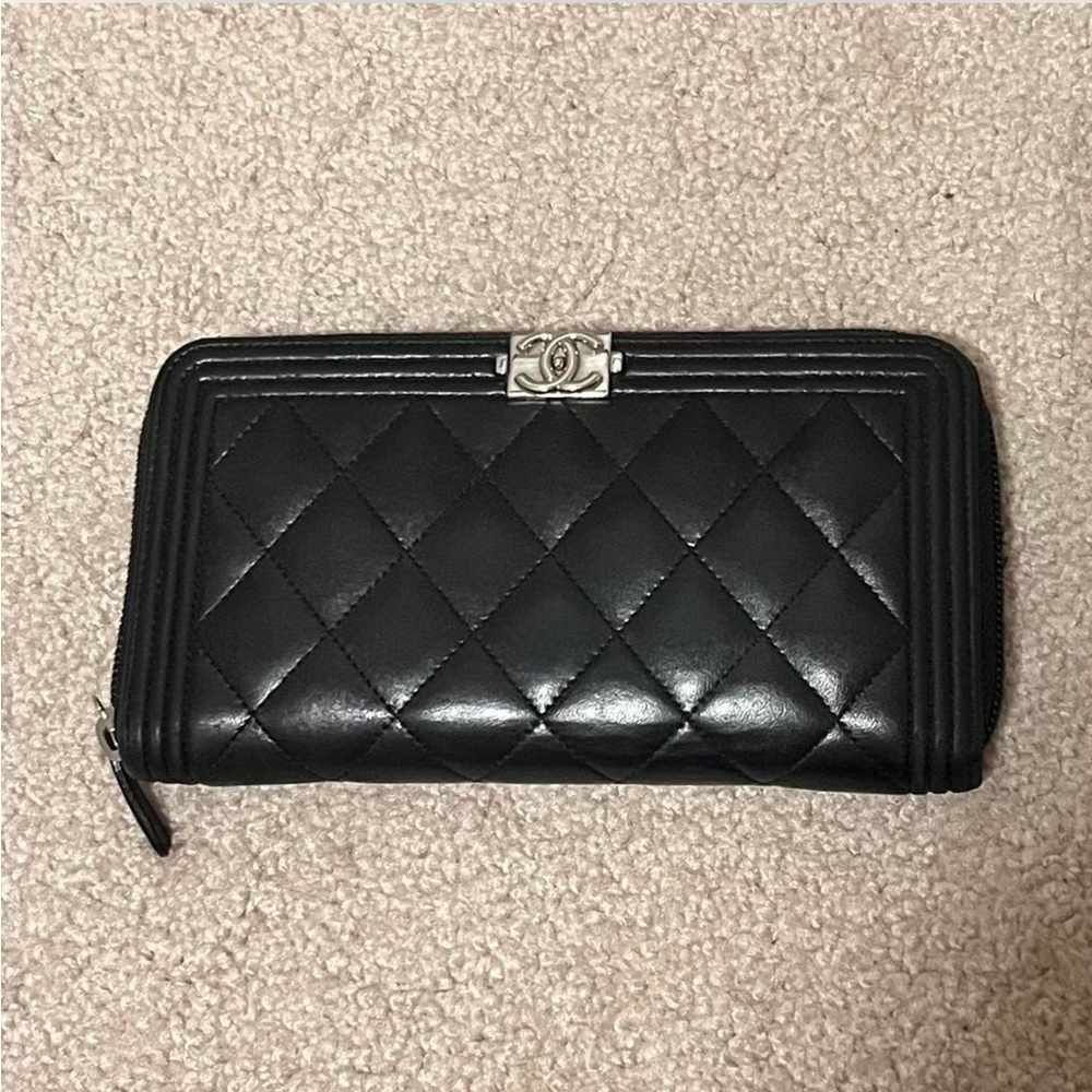 Chanel Black Boy Lambskin Zippy Wallet